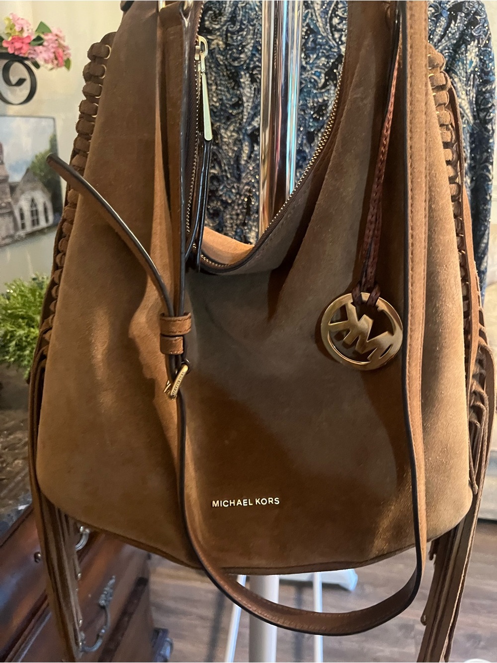 Michael Kors Brown Suede Fringe Shoulder Bag - Picture 2 of 6